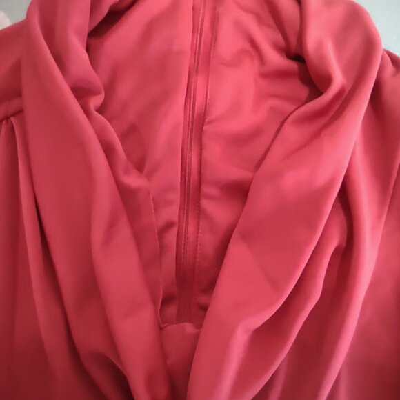 JODY T OF CALIFORNIA VINTAGE 70S RED DRESS DOUBLE TIE COWL, BACK ZIPPER SIZE  9 - Picture 7 of 11